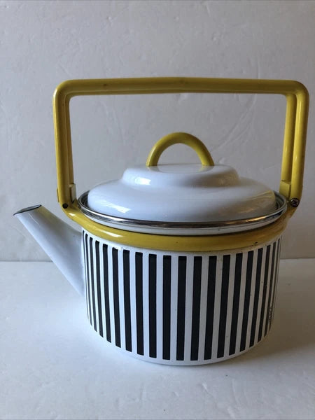 Gailstyn-Sutton Katja House Enamel Teapot Kettle 1984 Abstract Bar Code Design
