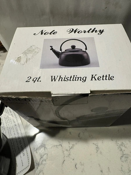 Lincoware Tea Kettle Black Enamel Whistling Teapot Vintage Kitchen