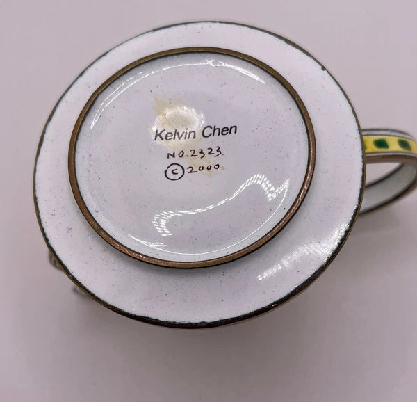 Kelvin Chen Miniature Enamel Teapot Farmhouse #2323 No Lid 2.5x2.5