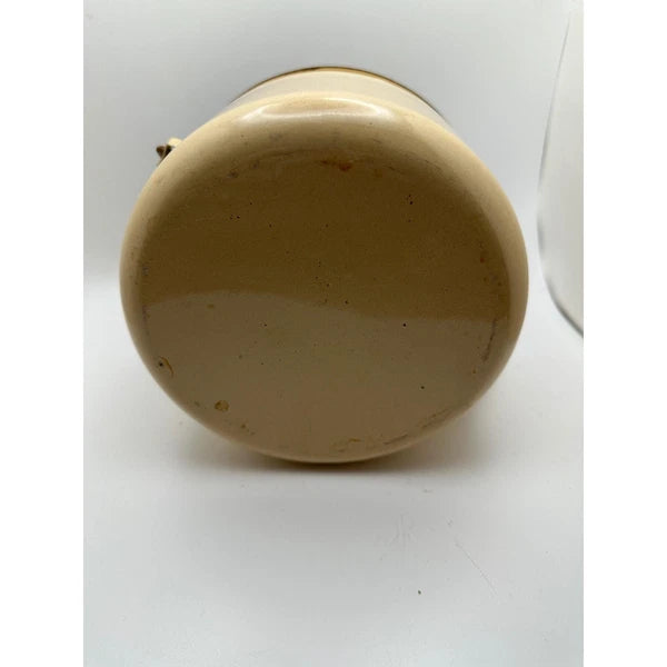 Vintage Tan and Brown Lid Enamelware Teapot