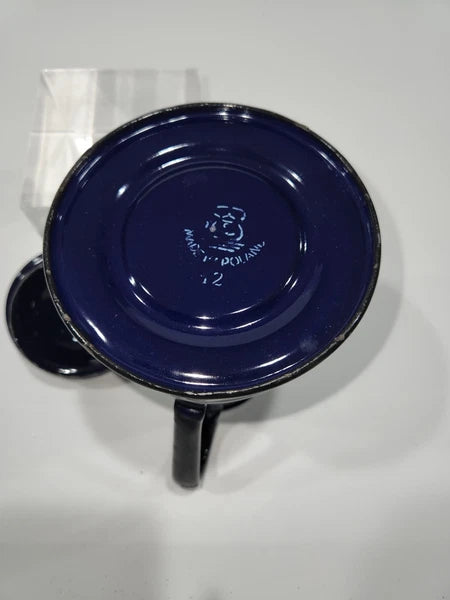 Vintage  Cobalt Blue Enamelware Teapot/Pitcher  Goose neck spout  Poland RARE