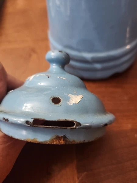 Vintage Pyrolite German Enamelware Teapot Coffee Blue 1.5 Qt