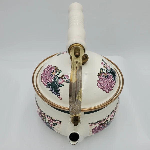 Vintage Tea Kettle Tea Pot Enamel Ware Purple Floral Flower Preferred stock