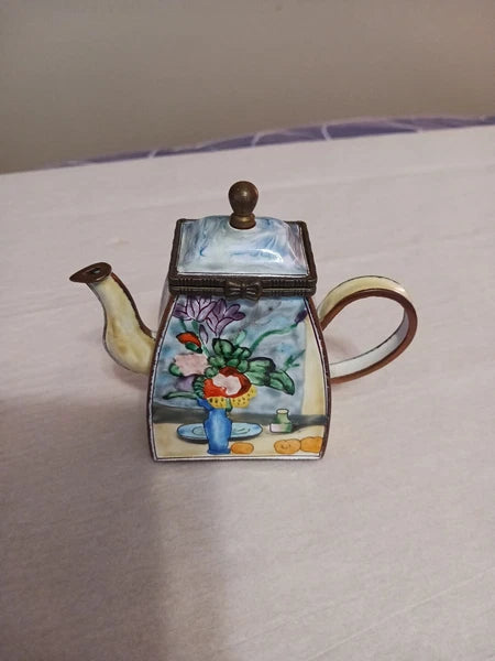 Kelvin Chen Handpainted Miniature Enamel Tea Pot P. Cezanne "The Blue Vase" #378