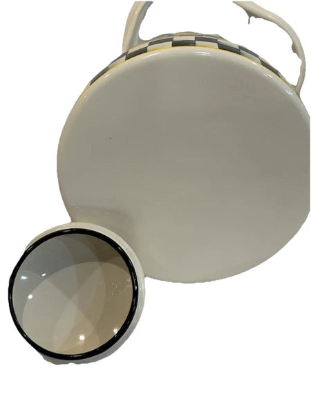 Lemon Checkered Enamel Tea Kettle with Handle and Spout
