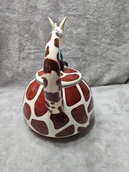 GIRAFFE TEAPOT Supreme Housewares Whistling  Enamel On Steel Tea Kettle