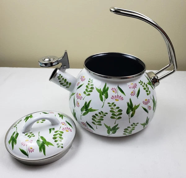 🌻Croften 2.3 QT Enamel on Steel Tea Kettle New In Box - Floral