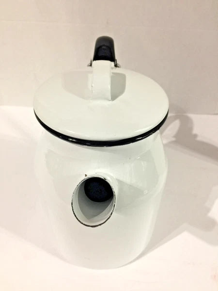 Vintage White Enamelware Coffee/Tea Pot Kitchen,Cottage,Farmhouse Camping Décor!