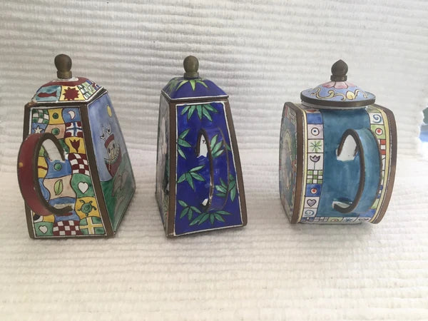Trade Plus Aid 3pc set Enamel Teapot C. Maddicott Charlotte di Vita Collection