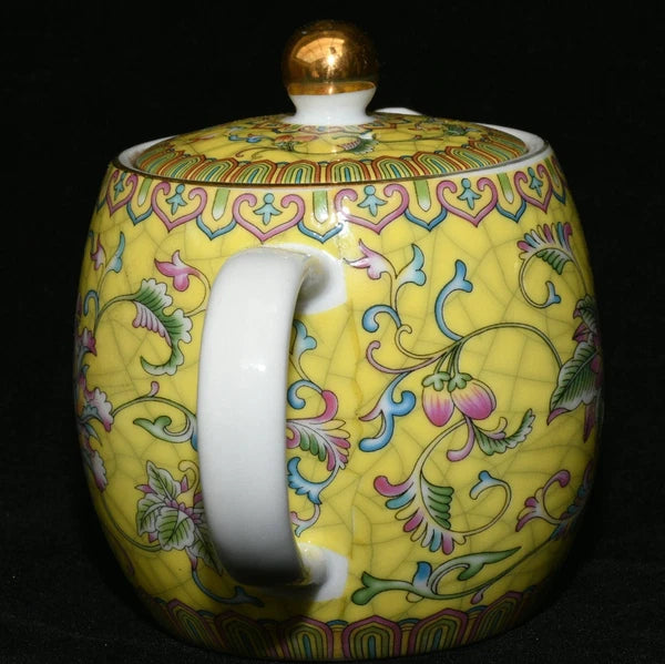 5.9'' Yongzheng Marked Enamel Colour Porcelain Gilt Flower Wine Tea Pot Flagon