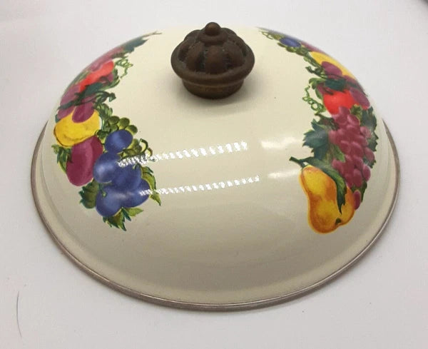 Vintage Water Kettle Tea Pot Enamel Fruit Cottagecore Chic Country Farm House