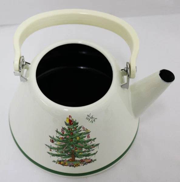 Spode Christmas Tree 2.2 Quart Whistling Tea Kettle - Porcelain Enamel on Steel