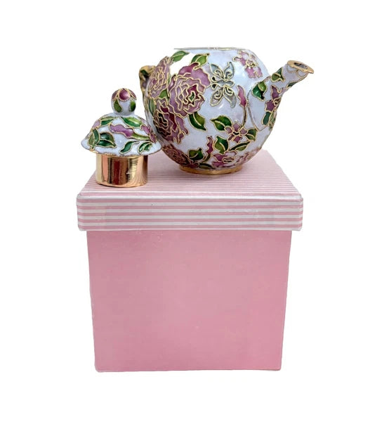 Vintage Teapot Enamel Cloisonne Mini Teapot Pink Nyco 3.75" New
