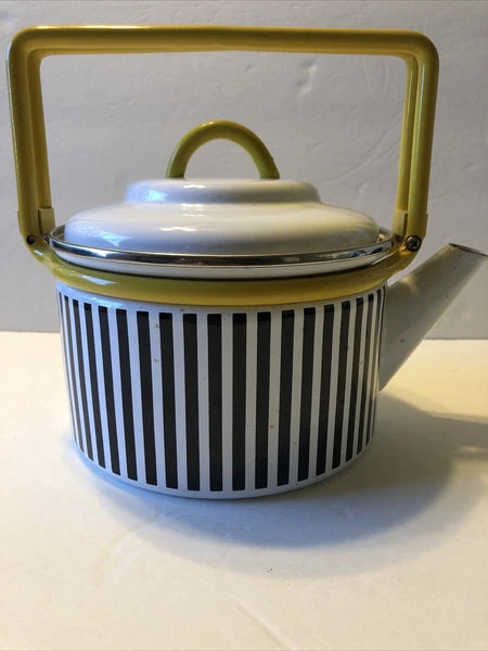 Gailstyn-Sutton Katja House Enamel Teapot Kettle 1984 Abstract Bar Code Design