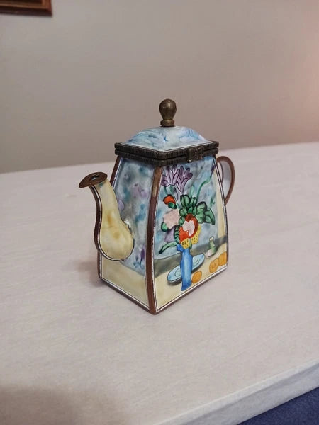 Kelvin Chen Handpainted Miniature Enamel Tea Pot P. Cezanne "The Blue Vase" #378