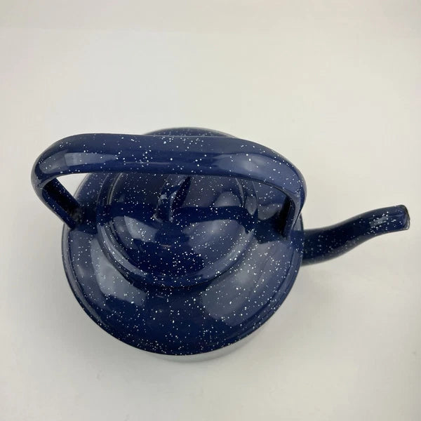 Vintage Blue Enamel Enamelware Teapot Kettle Lid
