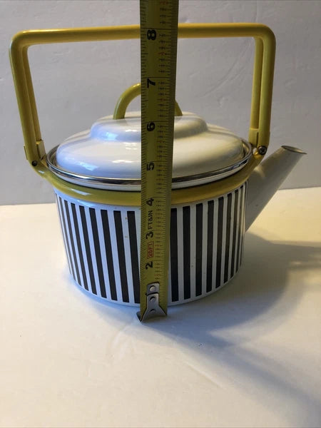 Gailstyn-Sutton Katja House Enamel Teapot Kettle 1984 Abstract Bar Code Design
