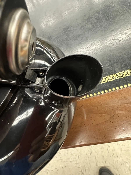 mcm MODERN BLACK enamel  Tea Kettle Good Condition