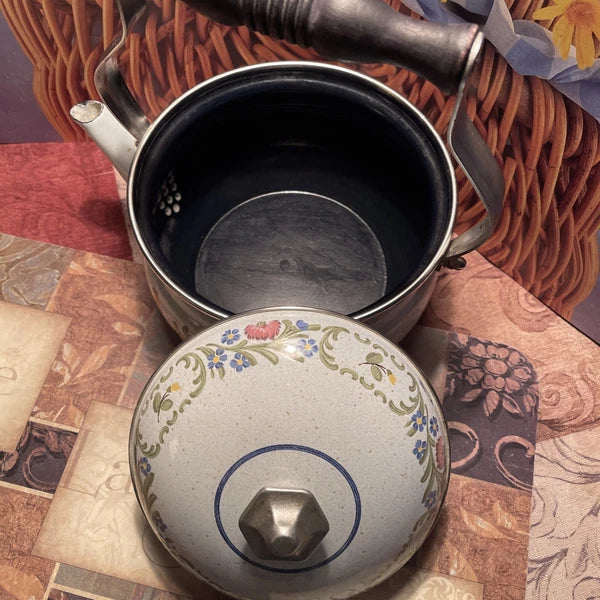 Vintage ASTA Enamelware Cookware 9” Teapot w/ Lid/Handle/Germany