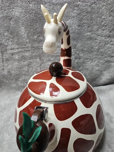 GIRAFFE TEAPOT Supreme Housewares Whistling  Enamel On Steel Tea Kettle