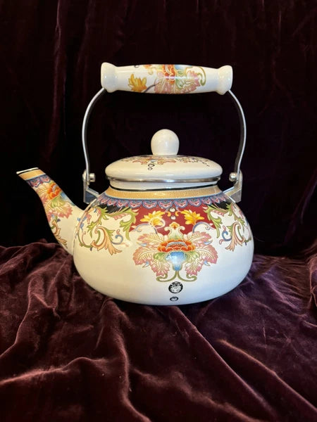Vintage Floral Enamel Tea Kettle -   2.5L Stovetop