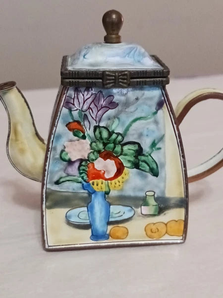 Kelvin Chen Handpainted Miniature Enamel Tea Pot P. Cezanne "The Blue Vase" #378