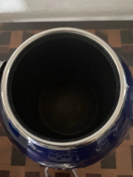Vintage Chantal Dark Blue Tea Kettle Enamel On Steel With Stainless Accents 2QT