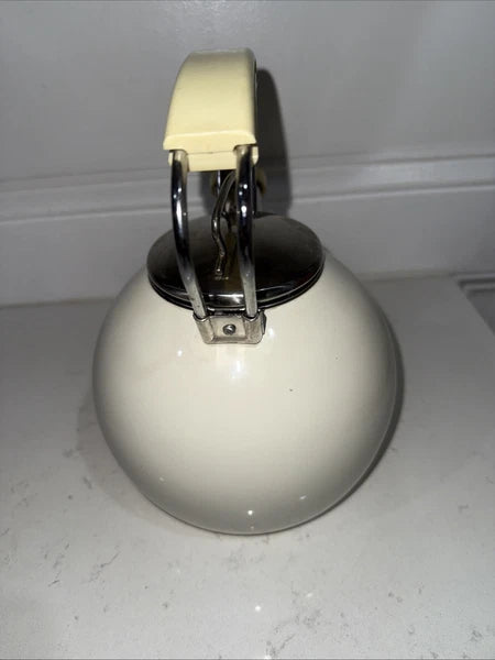 Vintage Copco Whistling Teapot Tea Kettle White Enamel Tea Pot