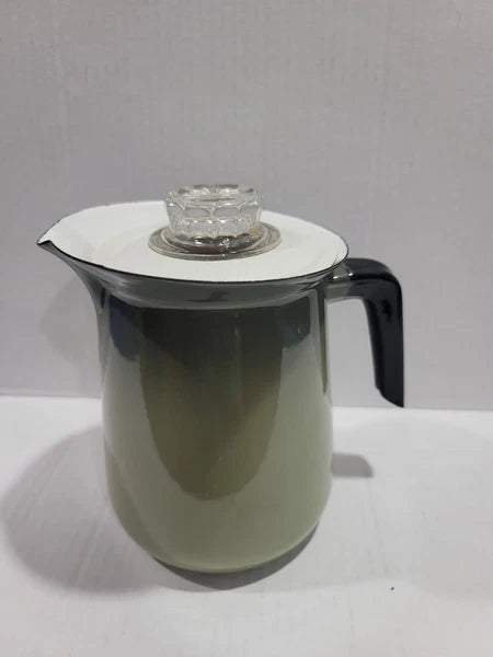 Vintage Enamelware Avocado Green Teapot( Read Description )