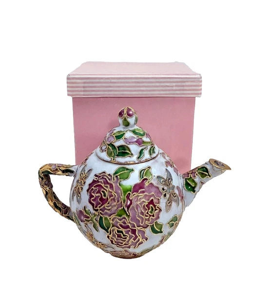 Vintage Teapot Enamel Cloisonne Mini Teapot Pink Nyco 3.75" New