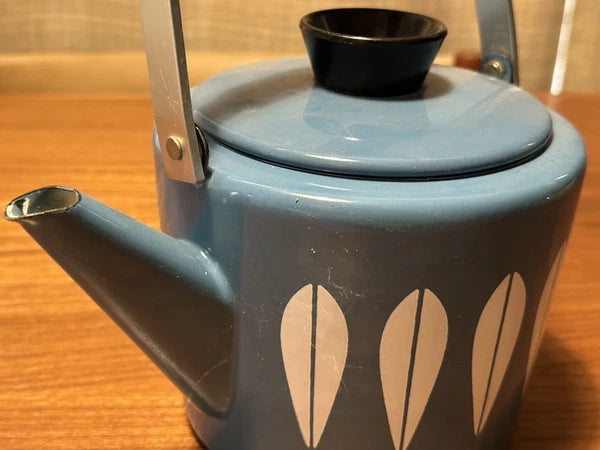 Mid-century Vintage Baby Blue Enamel Lotus Catherine Holm Tea Kettle Pot