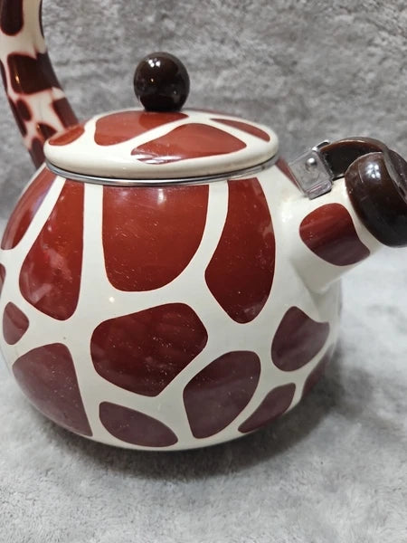 GIRAFFE TEAPOT Supreme Housewares Whistling  Enamel On Steel Tea Kettle