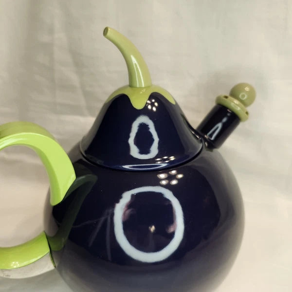 VTG Copco Eggplant Enamel Tea Kettle Teapot Blue Green~Lid & Spout~ PRETTY!!