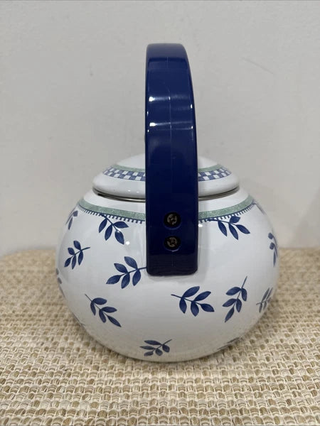 Villeroy & Boch Switch 3 Whistling Tea Kettle Enamel Metal Vintage Blue EUC!!!
