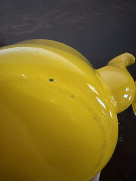 Vintage Yellow Enamel Kettle Tea Pot