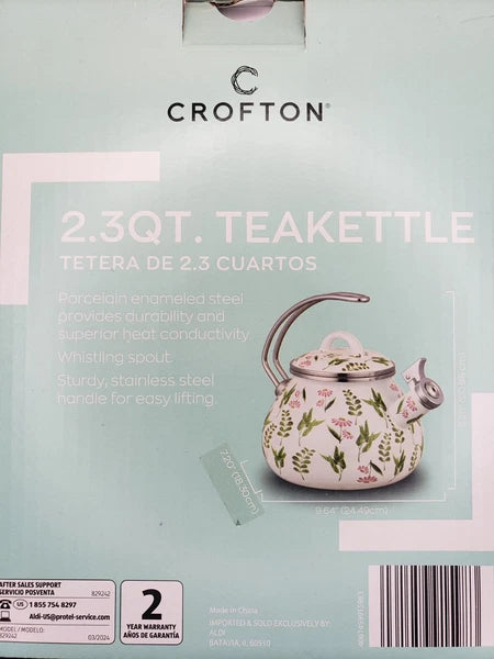 🌻Croften 2.3 QT Enamel on Steel Tea Kettle New In Box - Floral