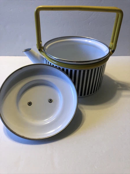 Gailstyn-Sutton Katja House Enamel Teapot Kettle 1984 Abstract Bar Code Design