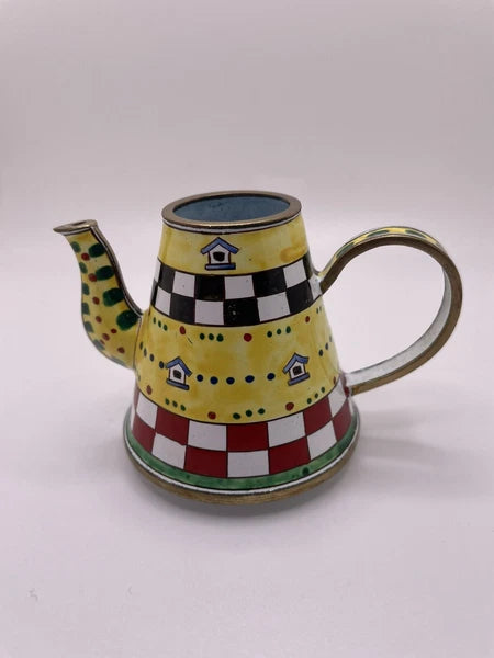 Kelvin Chen Miniature Enamel Teapot Farmhouse #2323 No Lid 2.5x2.5