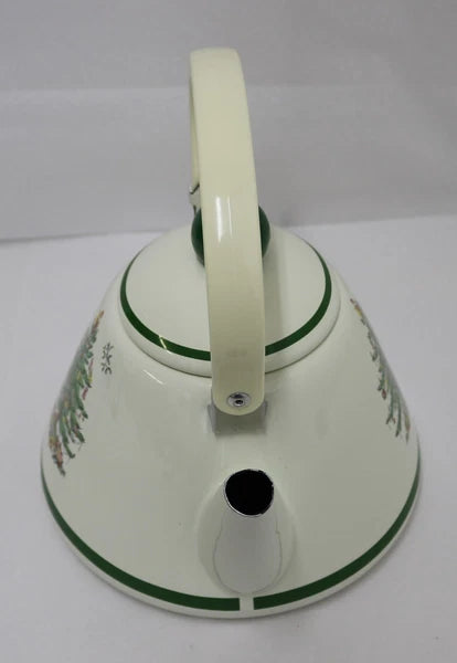 Spode Christmas Tree 2.2 Quart Whistling Tea Kettle - Porcelain Enamel on Steel