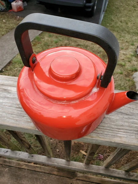 Dansk Japan Red Enamel Teapot Kettle