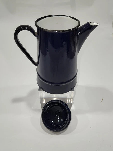 Vintage  Cobalt Blue Enamelware Teapot/Pitcher  Goose neck spout  Poland RARE