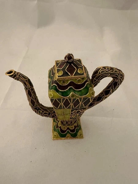 NYCO Miniature Gold Enamel Art Cloisonne Teapot