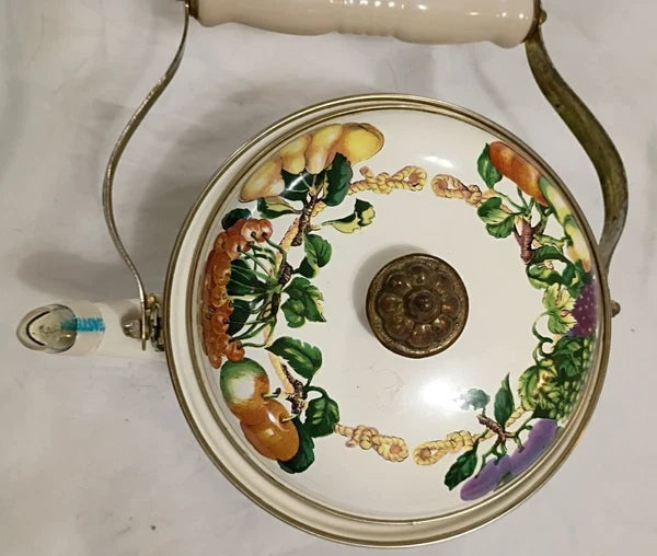 Vintage Tabletops Unlimited Teapot - Ceramic Enamel Fruit - Cottagecore