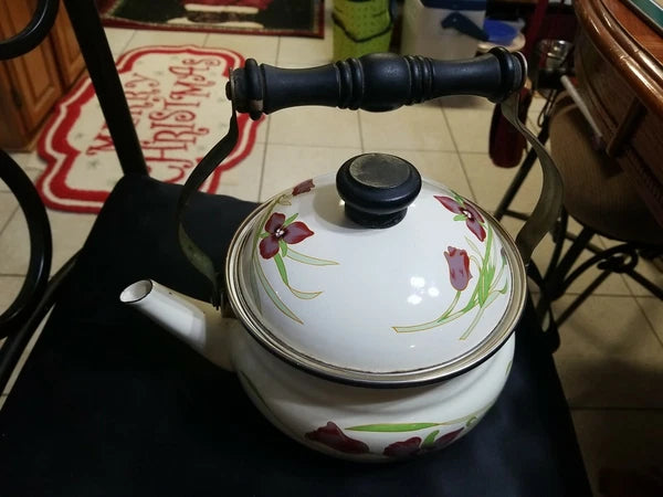 Vintage 1984 Porcelain Enamel Tea Pot Gailstyn-Sutton Jardine Collection Taiwan