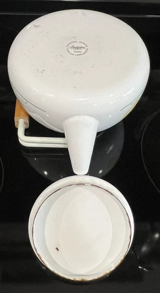 VTG 80s Tea Kettle Floral Porcelain Enamel on Steel Tableworks Unlimited Pastel