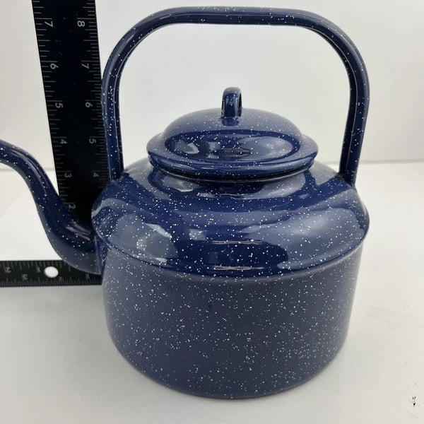 Vintage Blue Enamel Enamelware Teapot Kettle Lid