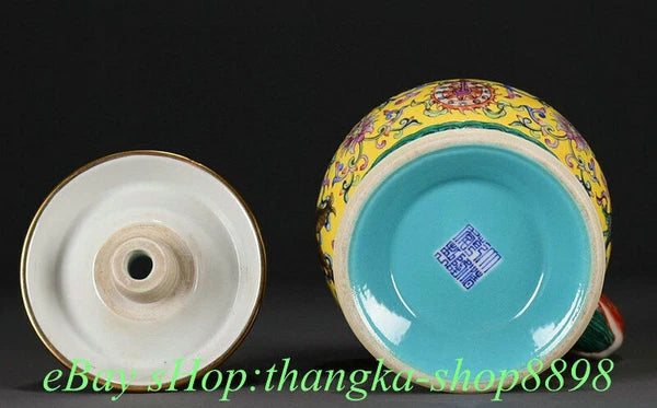 7.8"Old Qianlong Year Enamel Colour Porcelain 8Auspicious Pattern Tea pot Teapot
