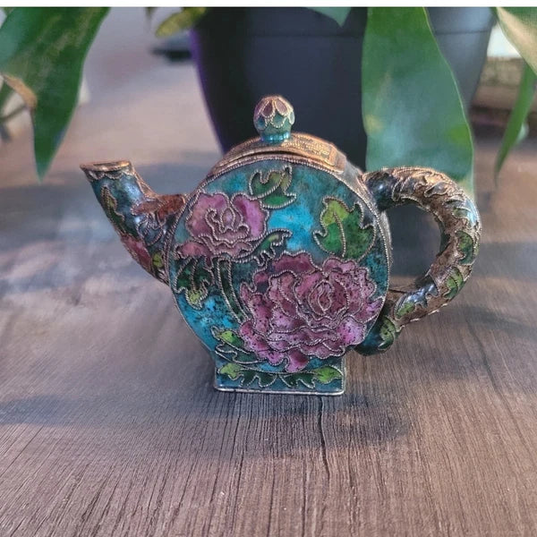NYCO miniature gold enamel cloisonne teapot usually made in China