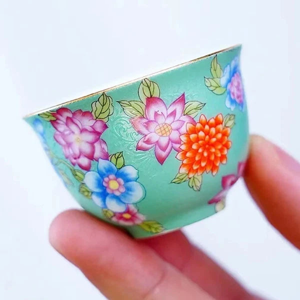 Color Enamel Porcelain Tea Pot Matching Tea Cup Ceramic Tea Set Jingdezhen Made