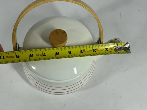 Vintage Enamelware Enamel Metal Wood Handle Retro Coffee Tea Kettle Pot